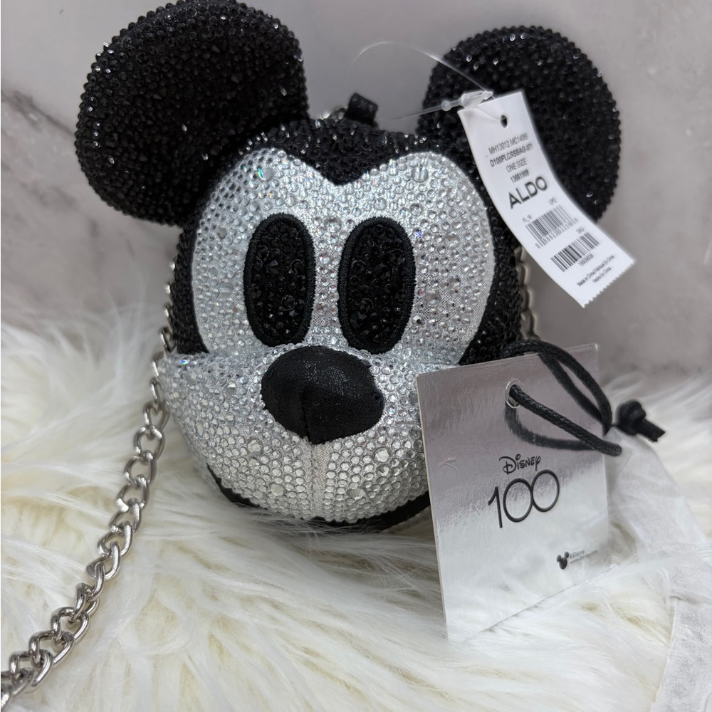 Aldo x Disney Black & Silver Crystal Mickey Crossbody Bag - Picture 2 of 8
